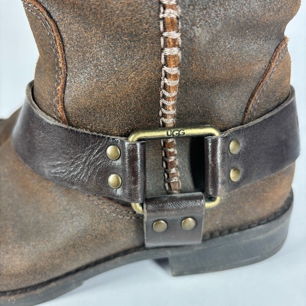 Ugg Boots Womens 5.5 Leather Boot Harness Sheepskin Equestrian Travel Western - Picture 1 of 9